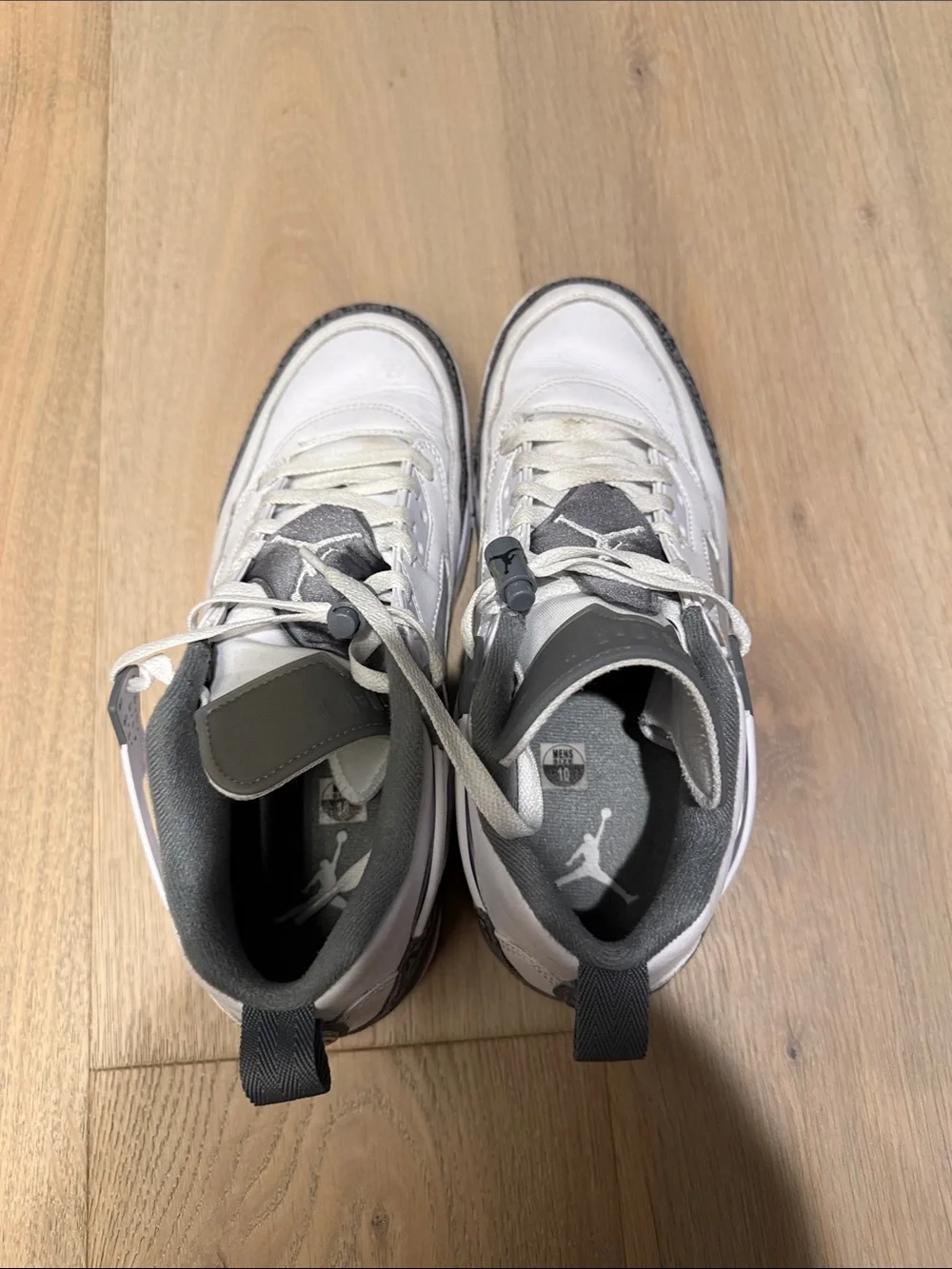 Men's White and Gray Jordan sneakers size 10